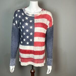Skull Cashmere Sweater Small American Flag Cashmere Americana Western Coastal